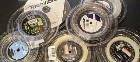 A collection of different types of tennis string