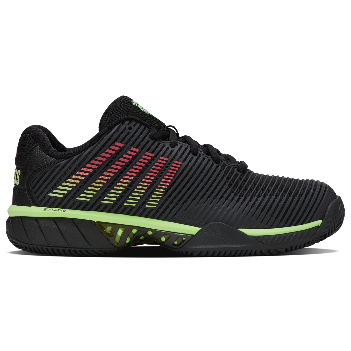 K-Swiss Hypercourt Express 2 Clay Court Tennis Shoe (Mens) - Black/Soft Neon Green/Neon Lava