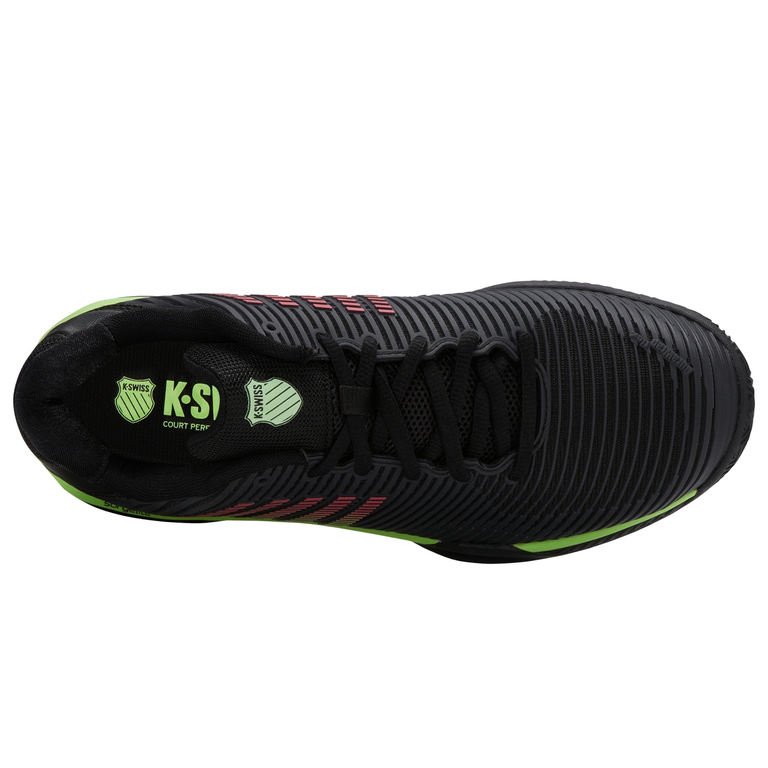 K-Swiss Hypercourt Express 2 Clay Court Tennis Shoe (Mens) - Black/Soft Neon Green/Neon Lava