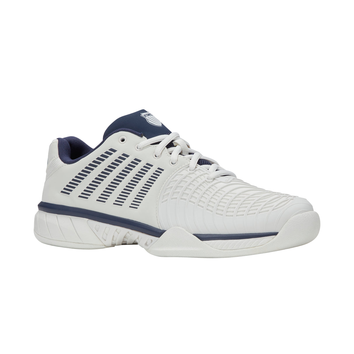 K-Swiss Express Light 3 Carpet Court Tennis Shoes (Mens) - Blanc de Blanc/Naval Academy