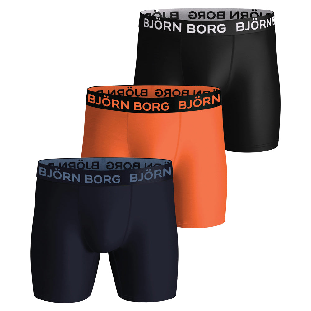 Bjorn Borg Performance Boxer (3-Pack) - Black, Navy Blue, Orange