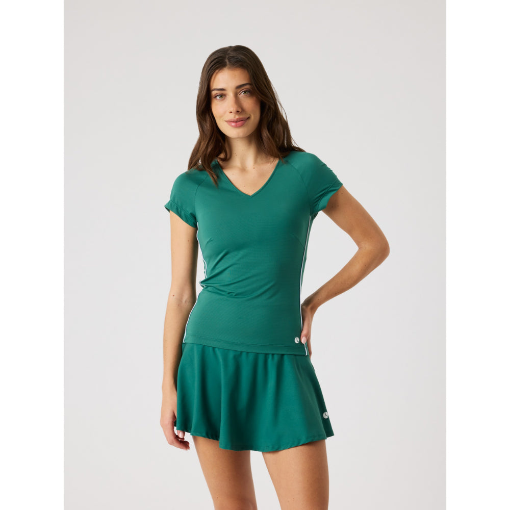 Bjorn Borg Ace V-Neck T-Shirt (Ladies) - Posy Green