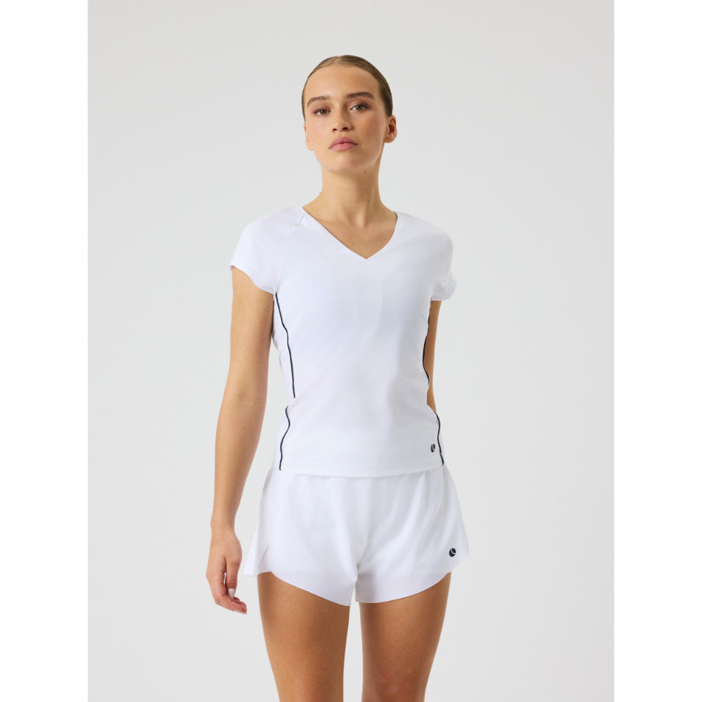 Bjorn Borg Ace V-Neck T-Shirt (Ladies) - Brilliant White