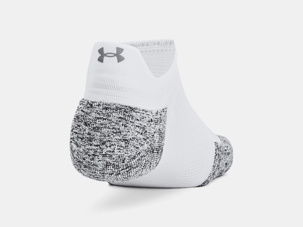 Under Armour ArmourDry Run Cushion 3pk No Show Socks (Unisex) - White /Halo Grey / Reflective