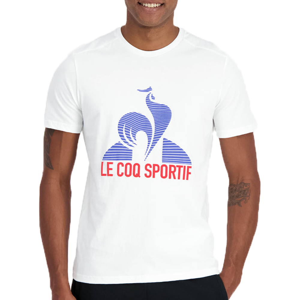 Le Coq Sportif Graphic Tennis Fanwear T-Shirt (Mens) - White/Rouge Electric/Blue