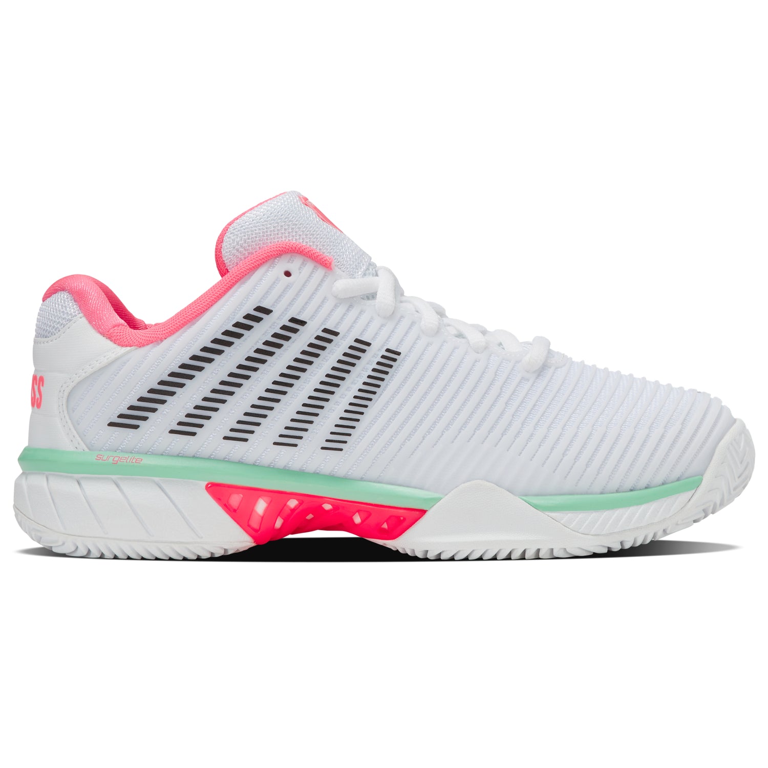 K-Swiss Hypercourt Express 2 Clay Court Tennis Shoe (Ladies) - White/Neon Pastel Pink/Black