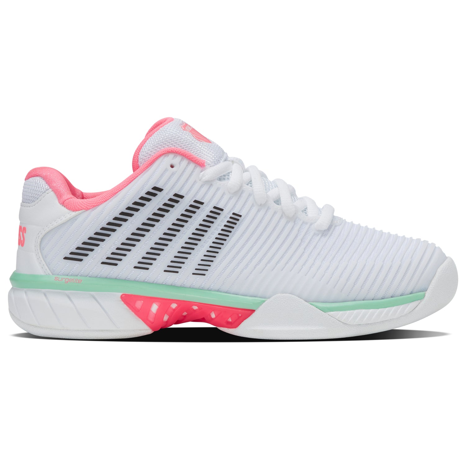 K-Swiss Hypercourt Express 2 Carpet Court Tennis Shoe (Ladies) - White/Neon Pastel Pink/Black