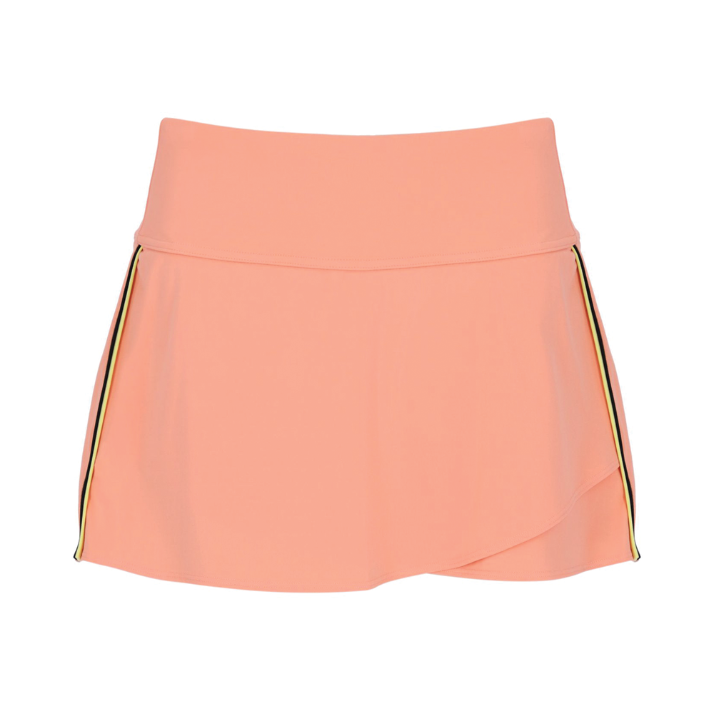 Fila Backspin Tennis Wrap Skort (Ladies) - Peach Pink/Canary Yellow/Black