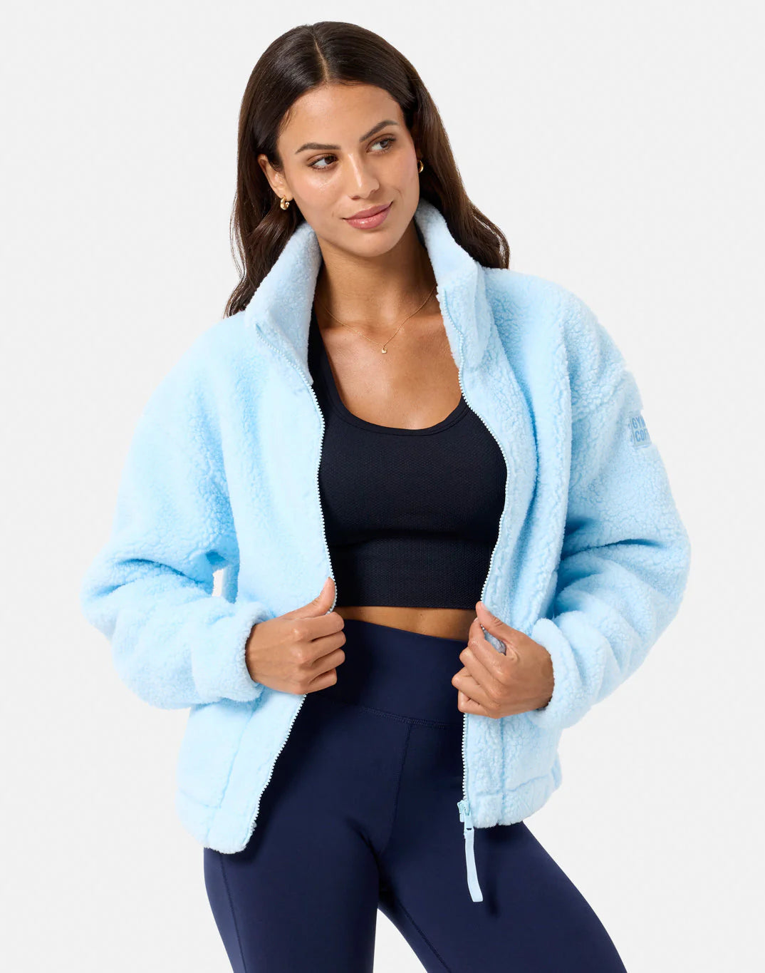 Gym+Coffee Industry Fleece High Collar Jacket (Ladies) - Baby Blue