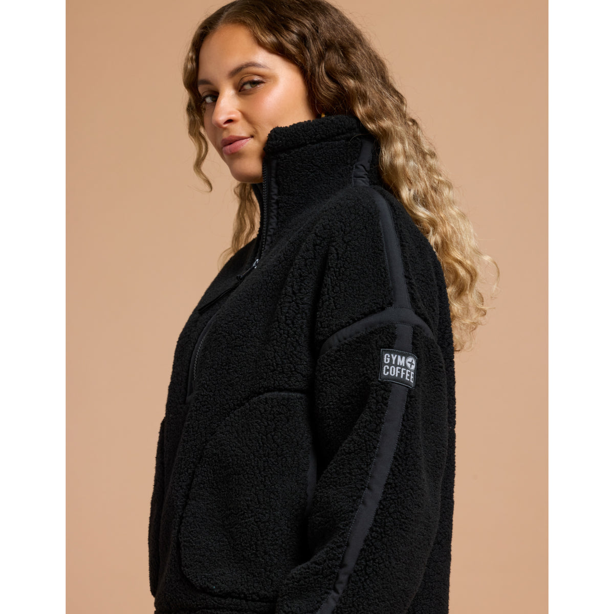 Gym+Coffee Industry Fleece Half Zip (Ladies) - Deep Black