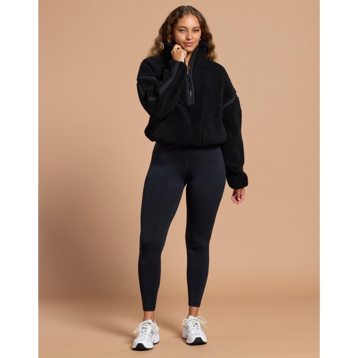 Gym+Coffee Industry Fleece Half Zip (Ladies) - Deep Black