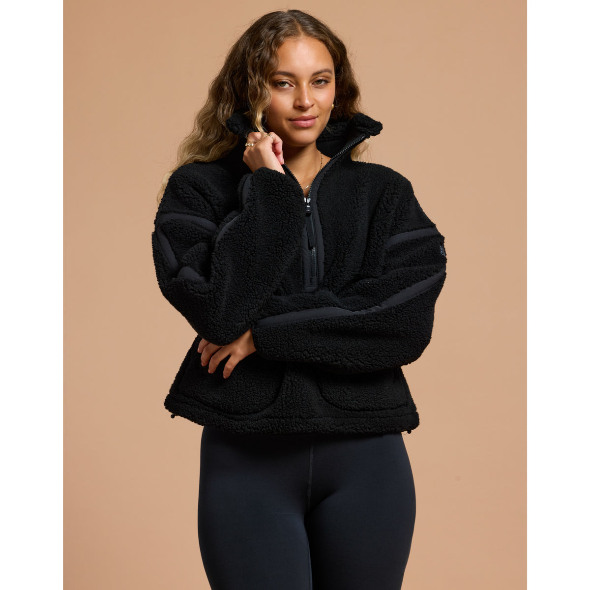 Gym+Coffee Industry Fleece Half Zip (Ladies) - Deep Black