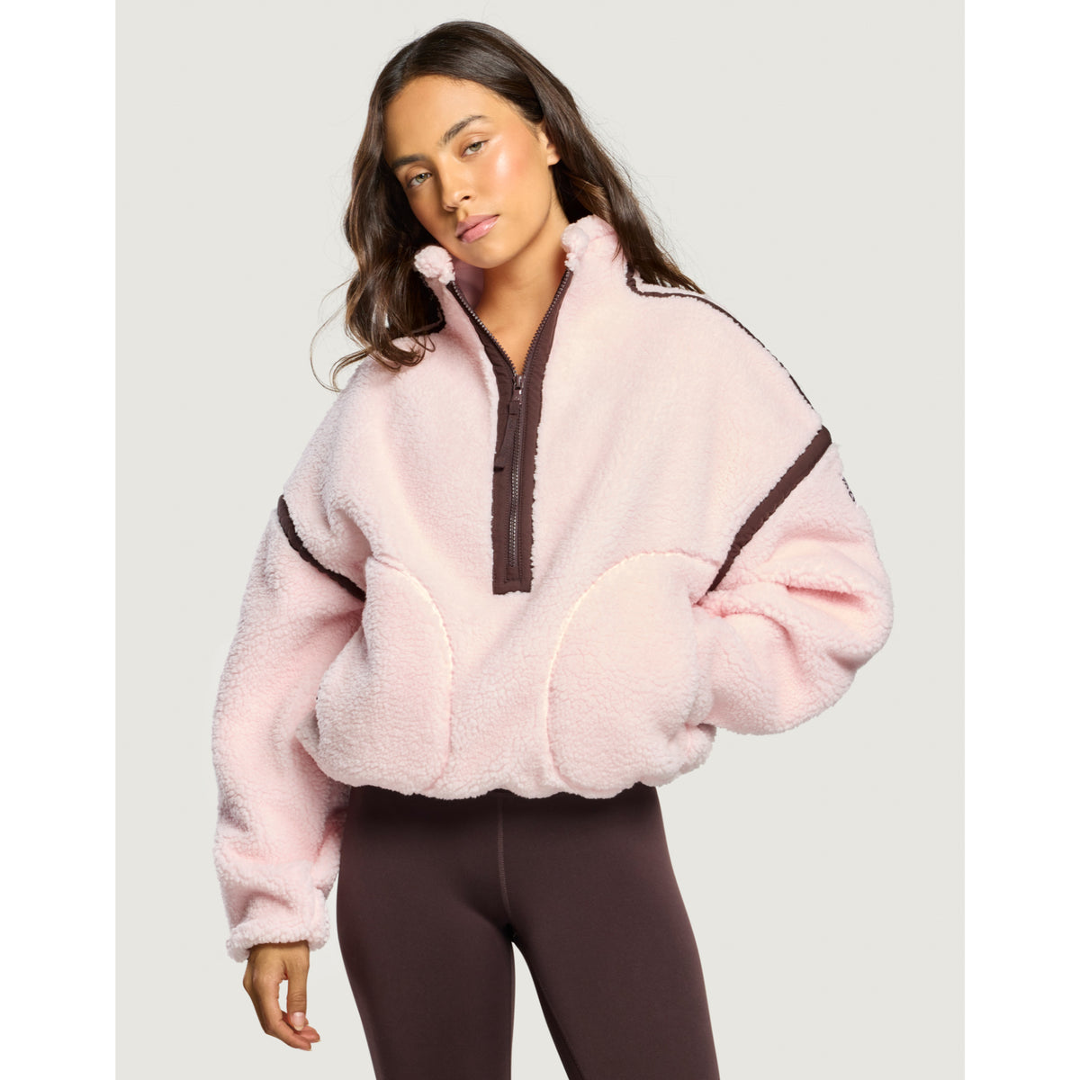 Gym+Coffee Industry Fleece Half Zip (Ladies) - Ballet Pink