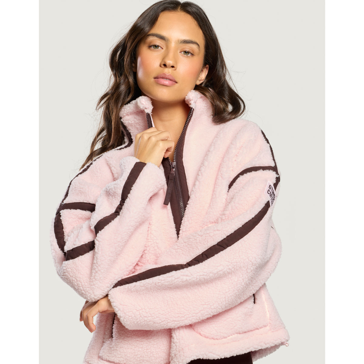 Gym+Coffee Industry Fleece Half Zip (Ladies) - Ballet Pink