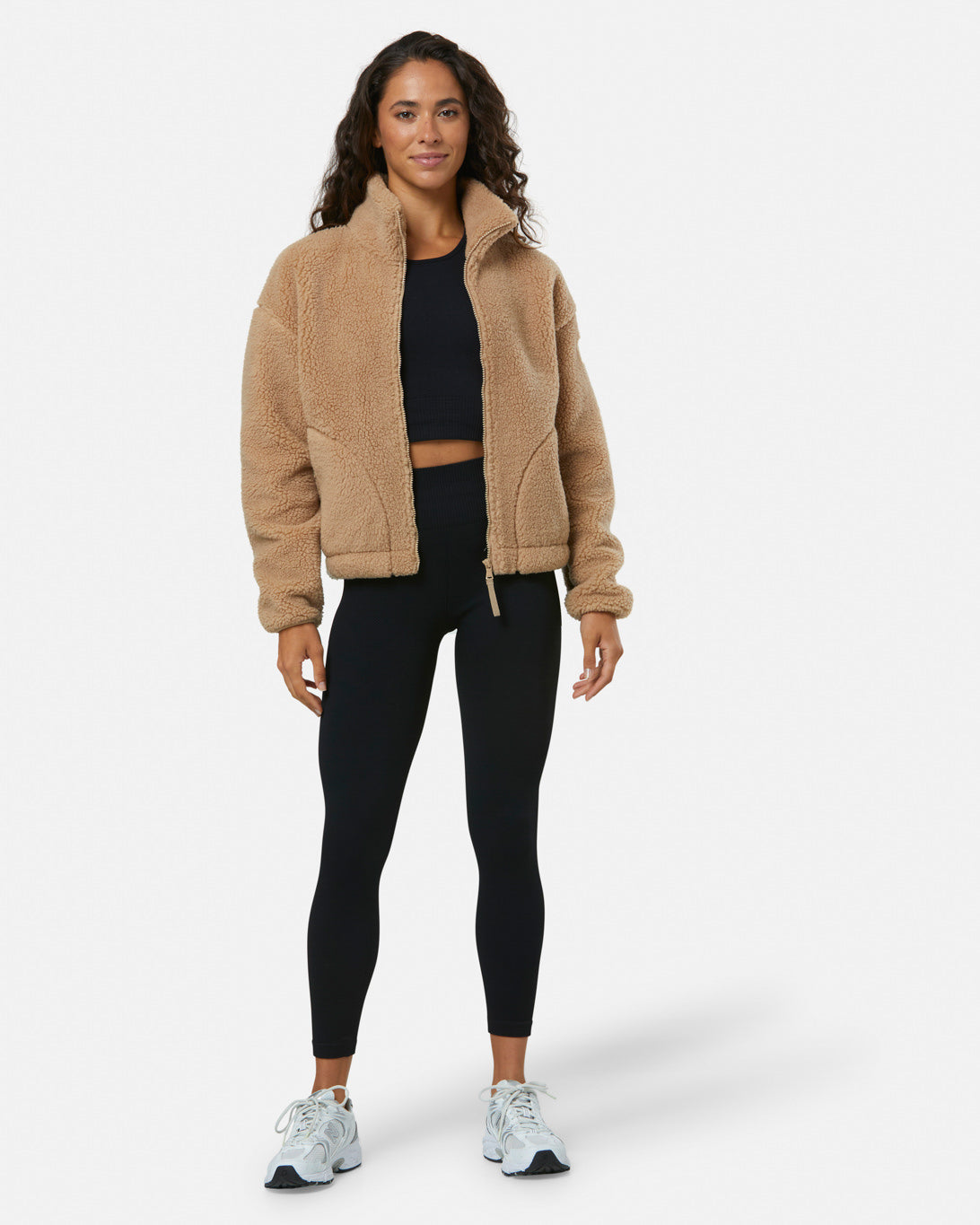 Gym+Coffee Industry Fleece High Collar Jacket (Ladies) - Sandstone