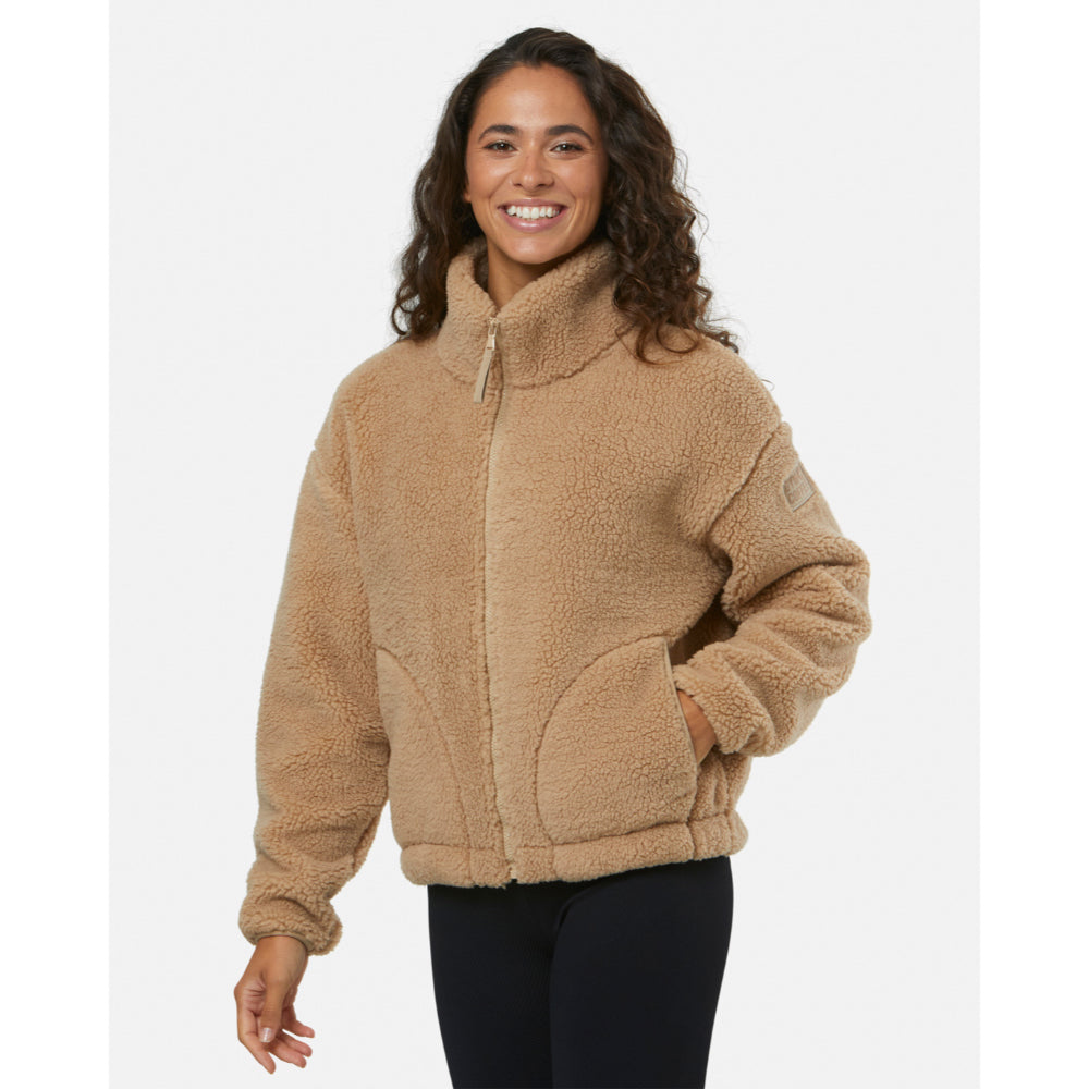 Gym+Coffee Industry Fleece High Collar Jacket (Ladies) - Sandstone