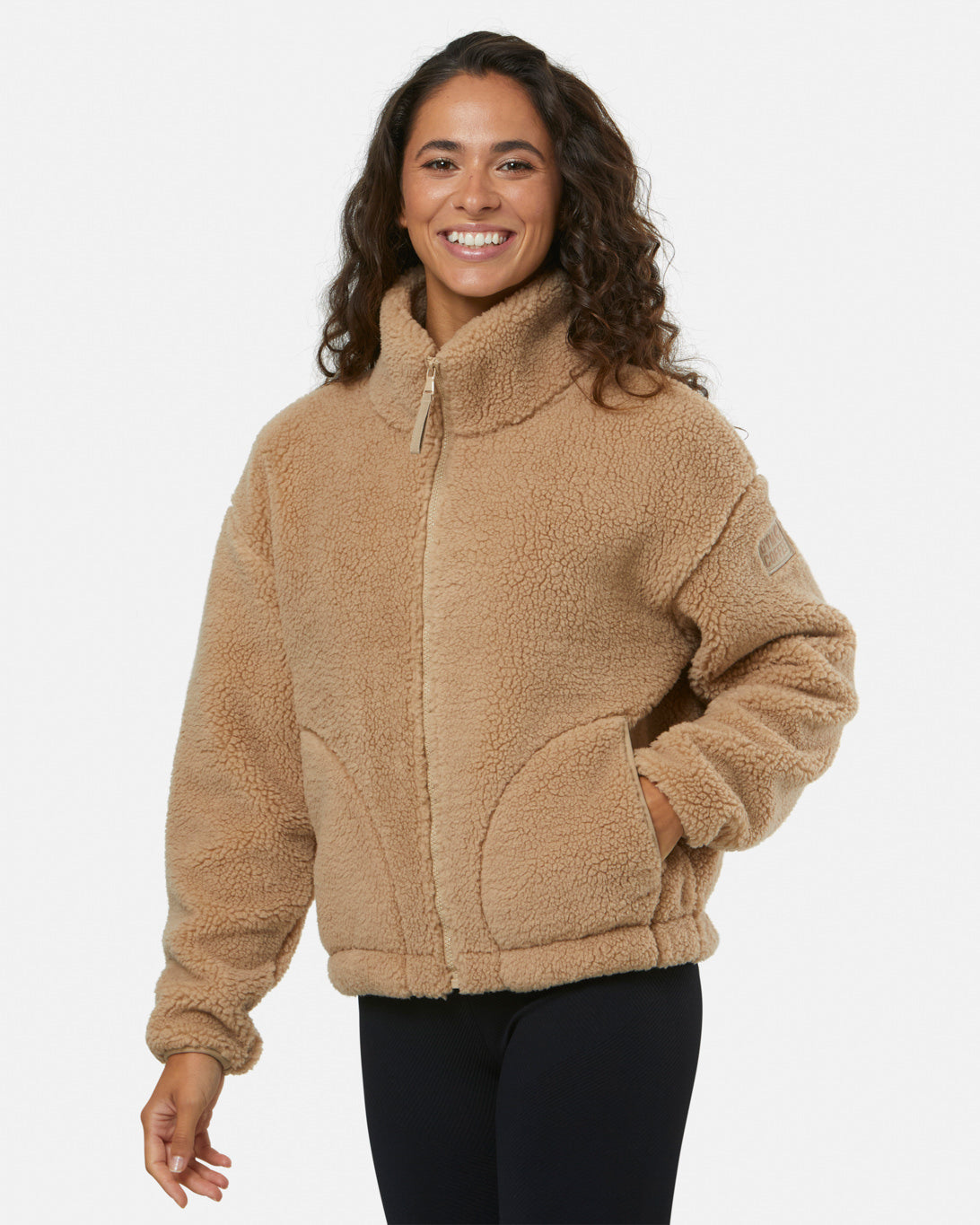 Gym+Coffee Industry Fleece High Collar Jacket (Ladies) - Sandstone
