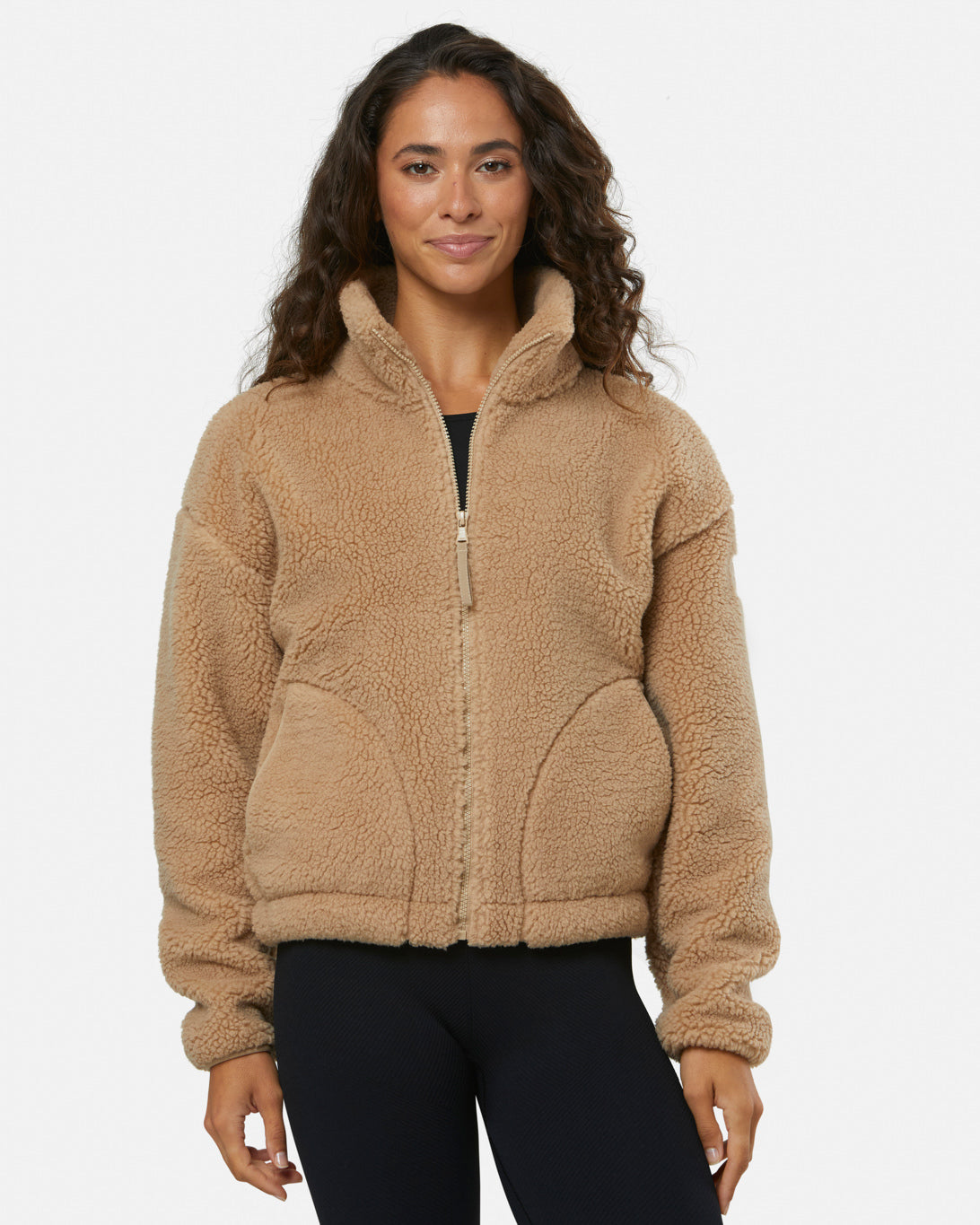 Gym+Coffee Industry Fleece High Collar Jacket (Ladies) - Sandstone