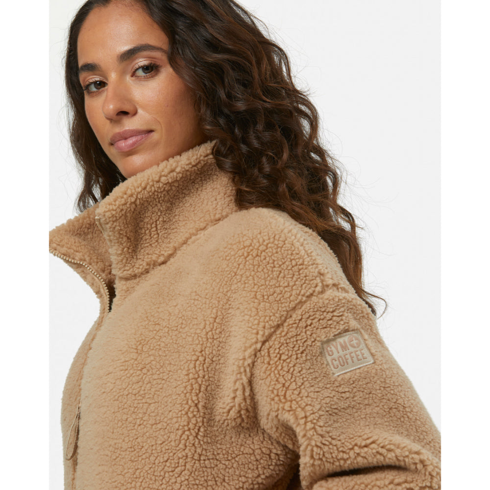 Gym+Coffee Industry Fleece High Collar Jacket (Ladies) - Sandstone