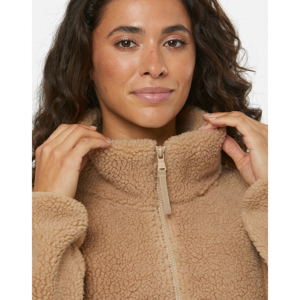 Gym+Coffee Industry Fleece High Collar Jacket (Ladies) - Sandstone