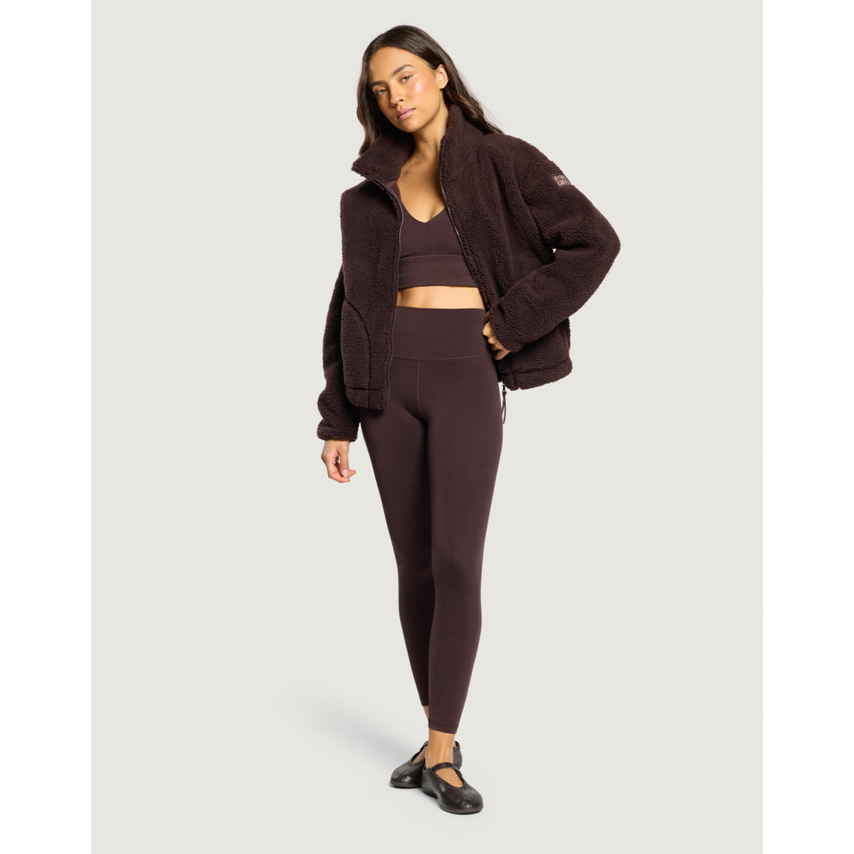 Gym+Coffee Industry Fleece High Collar Jacket (Ladies) - Mocha Bean