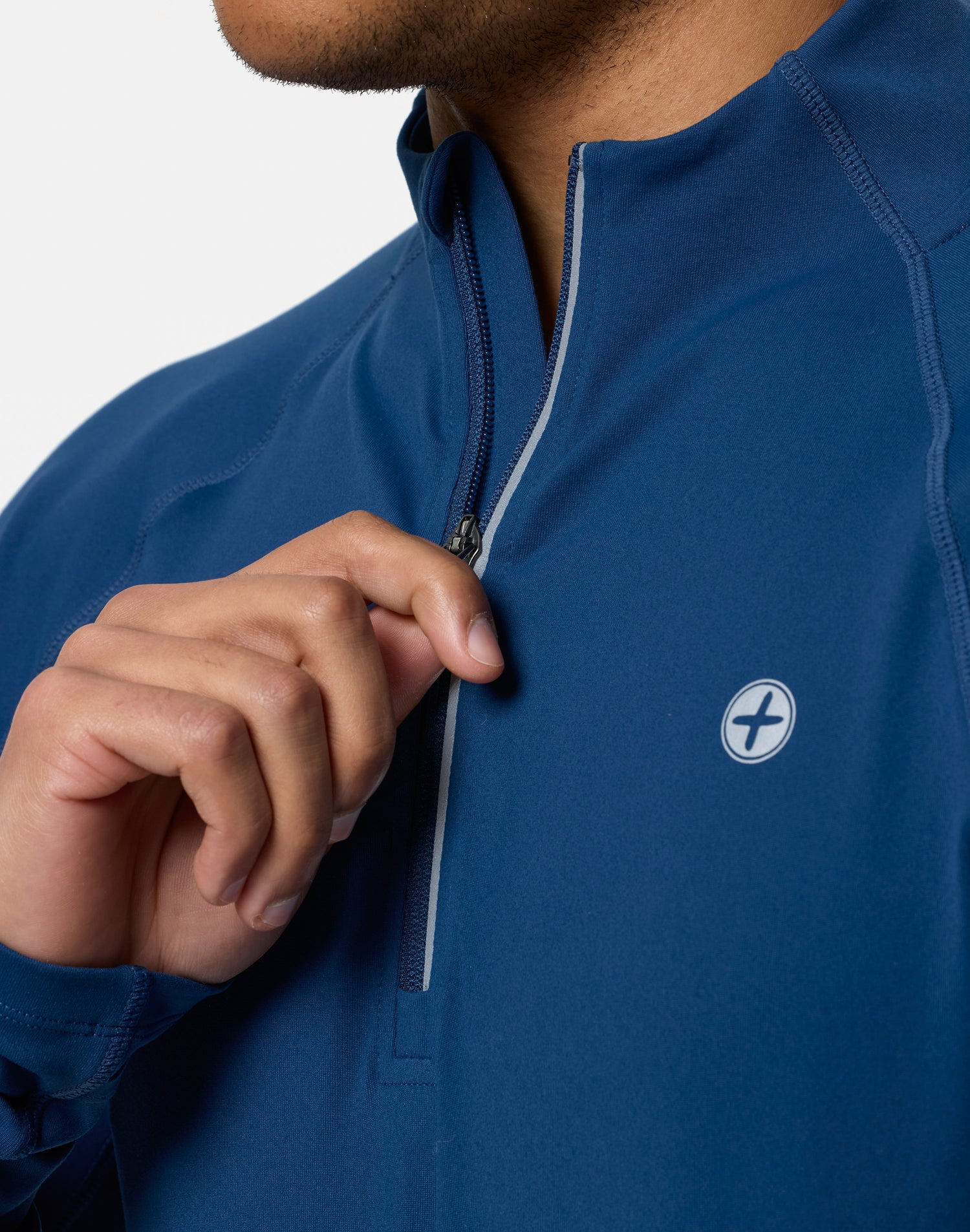 Gym+Coffee Relentless 1/4 Zip (Mens) - Petrol Blue