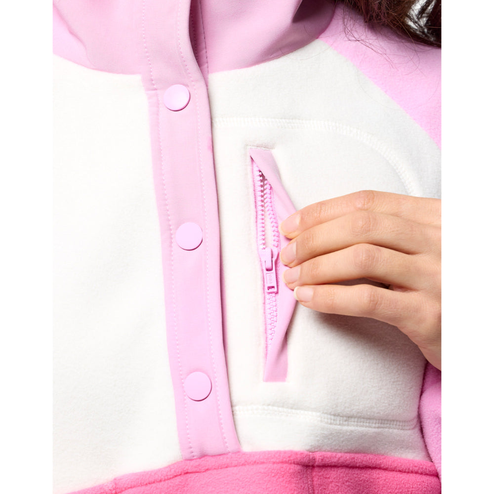 Gym+Coffee Snap Polar Fleece (Ladies) - Cotton Candy