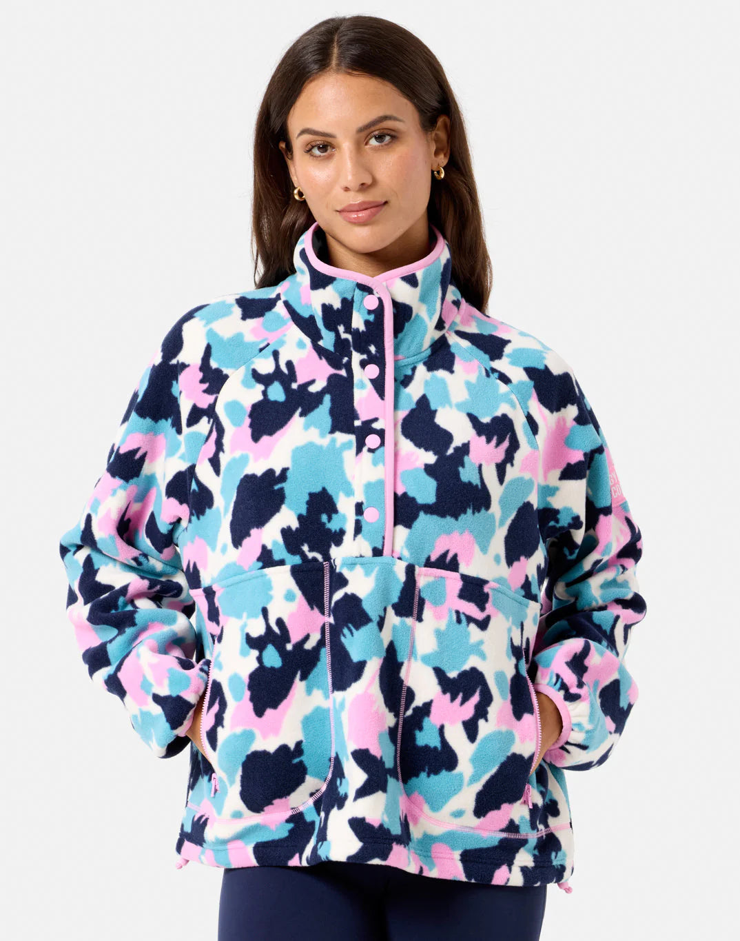Gym+Coffee Snap Polar Fleece (Ladies) - Light Pop Print