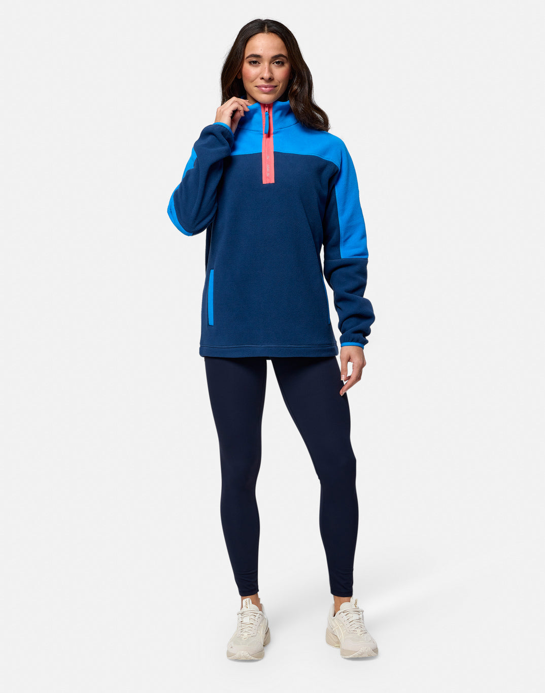 Gym+Coffee Half Zip Polar Fleece (Unisex) - Petrol Blue