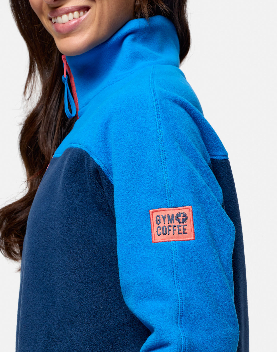 Gym+Coffee Half Zip Polar Fleece (Unisex) - Petrol Blue