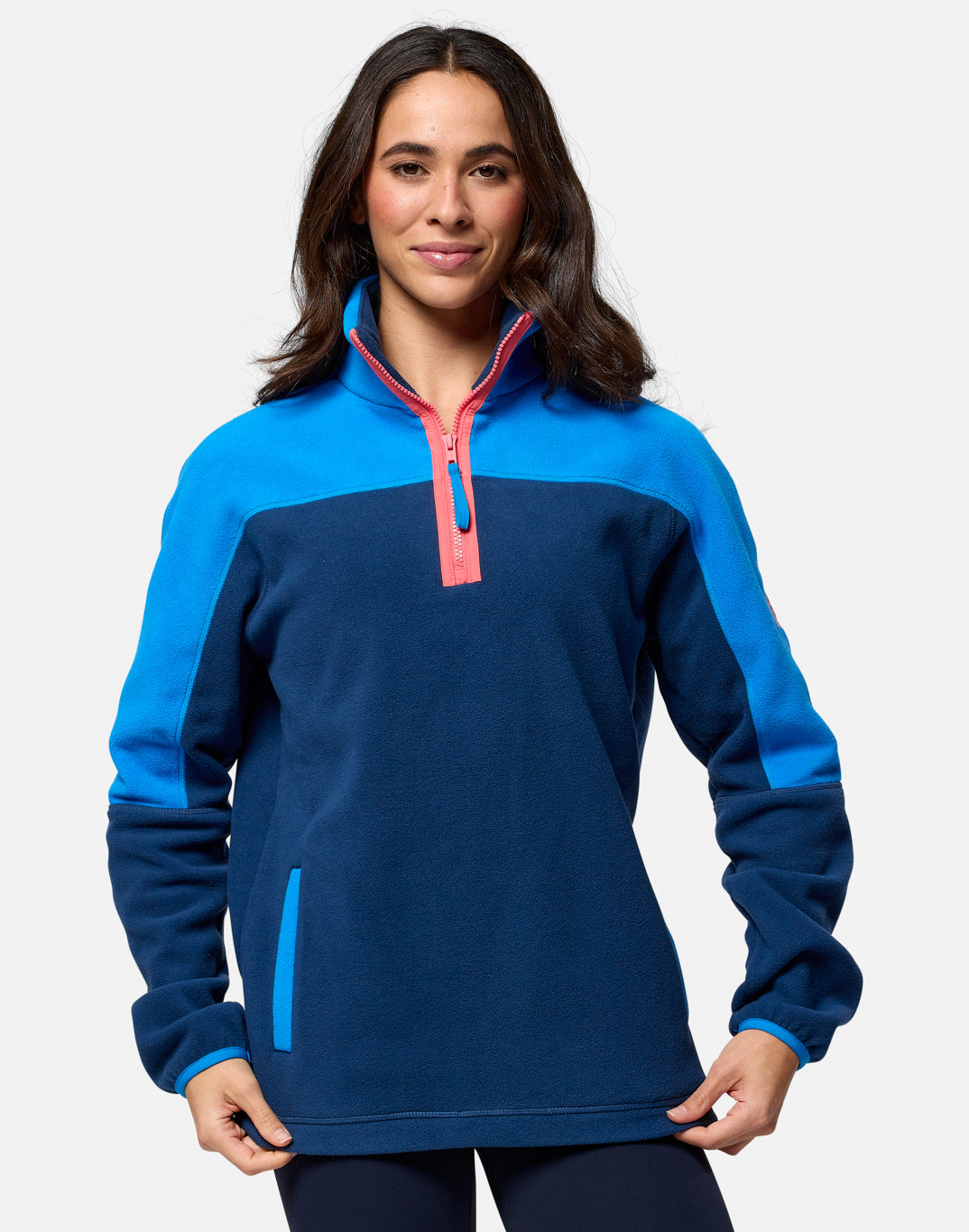 Gym+Coffee Half Zip Polar Fleece (Unisex) - Petrol Blue