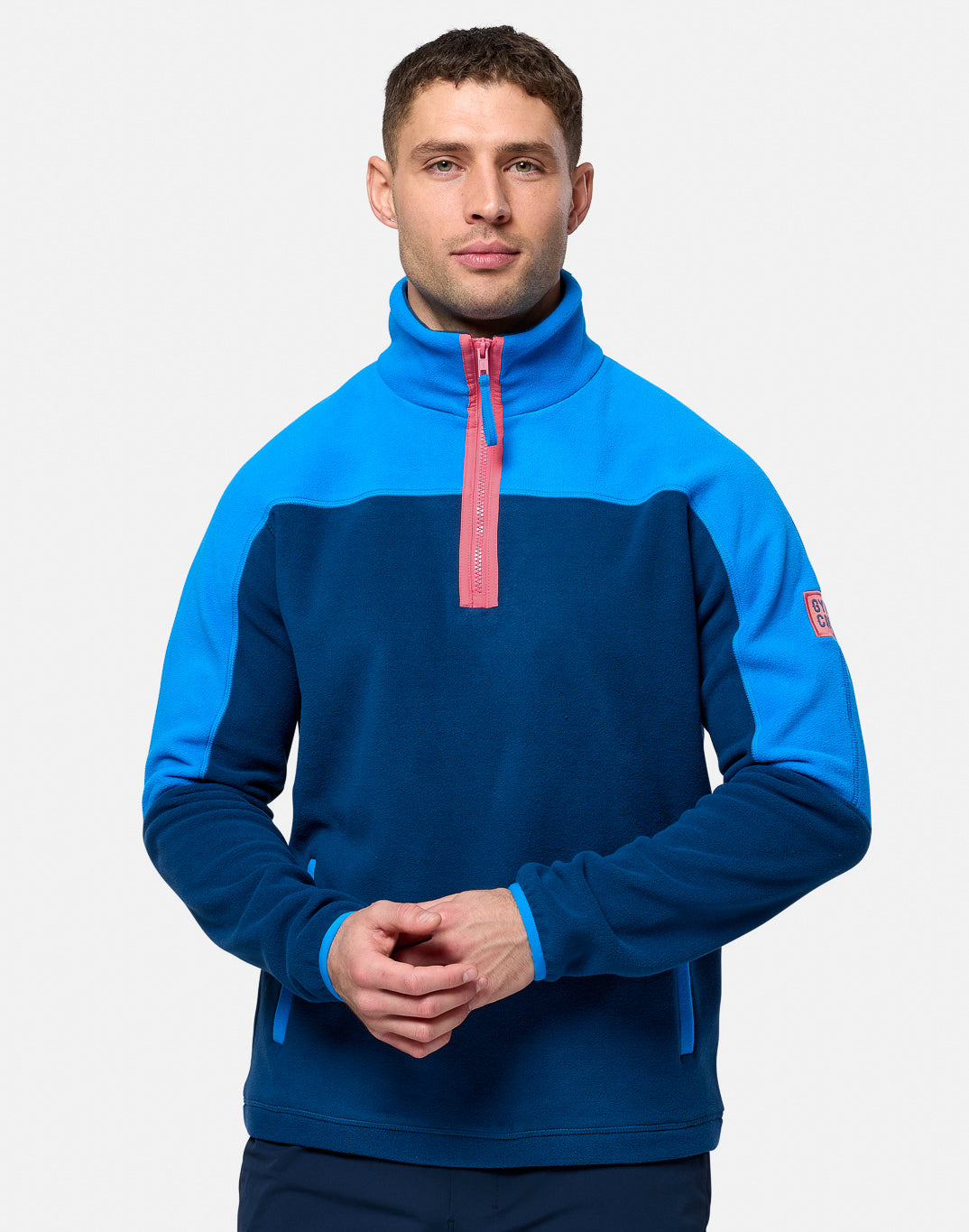 Gym+Coffee Half Zip Polar Fleece (Unisex) - Petrol Blue