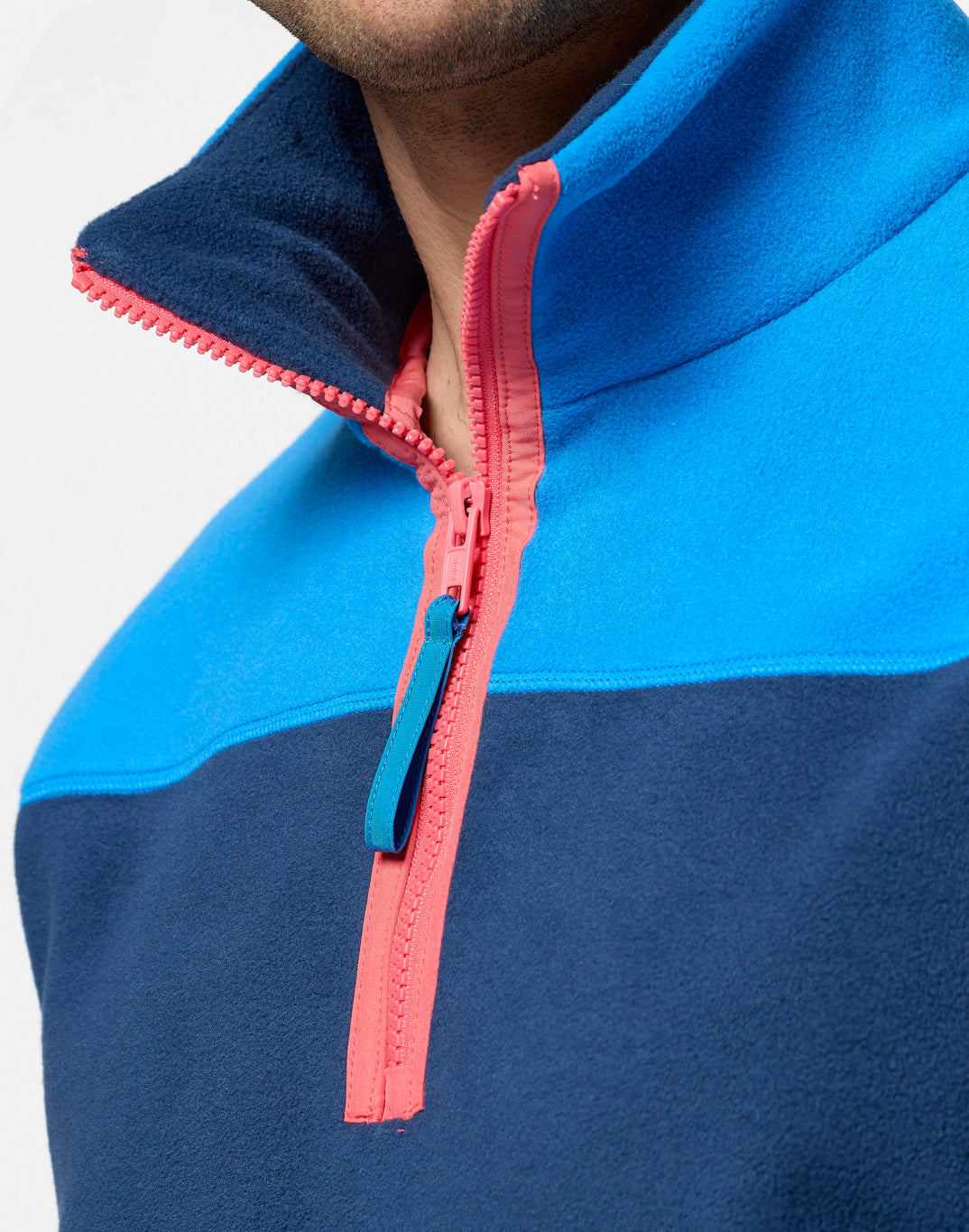 Gym+Coffee Half Zip Polar Fleece (Unisex) - Petrol Blue
