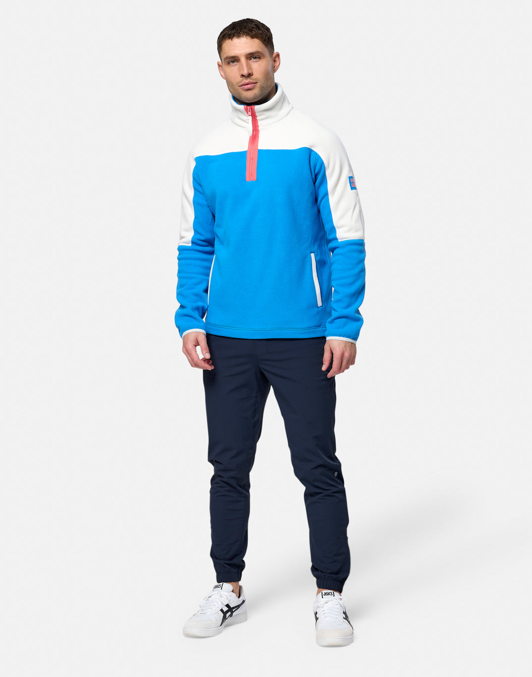 Gym+Coffee Half Zip Polar Fleece (Unisex) - Sky Blue