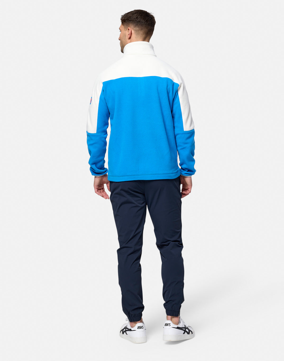 Gym+Coffee Half Zip Polar Fleece (Unisex) - Sky Blue