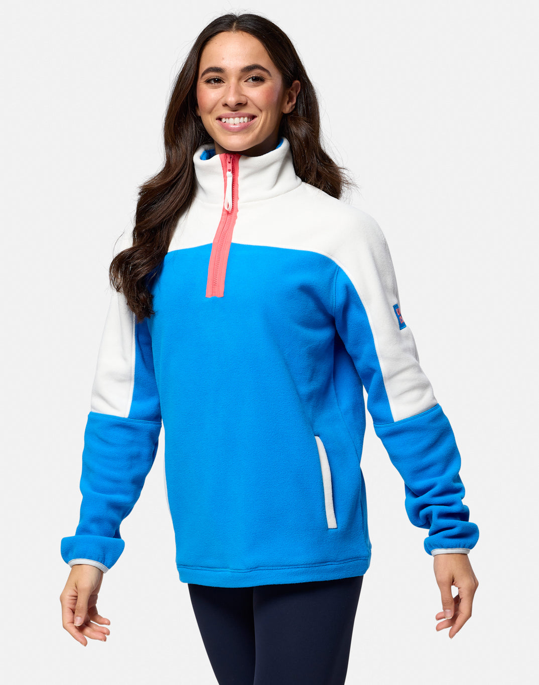 Gym+Coffee Half Zip Polar Fleece (Unisex) - Sky Blue