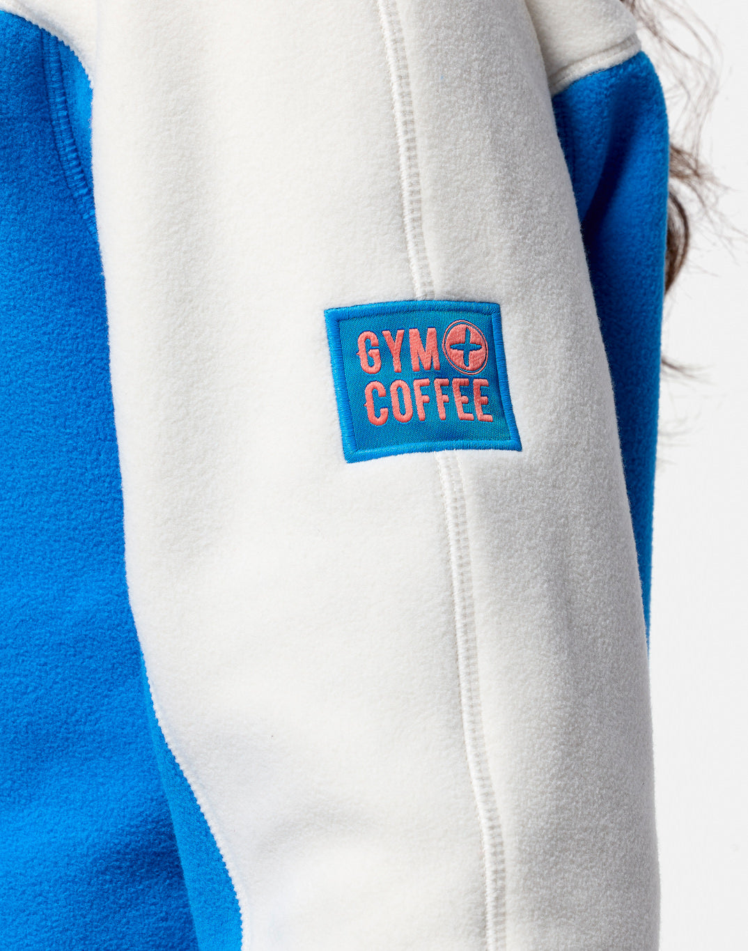 Gym+Coffee Half Zip Polar Fleece (Unisex) - Sky Blue