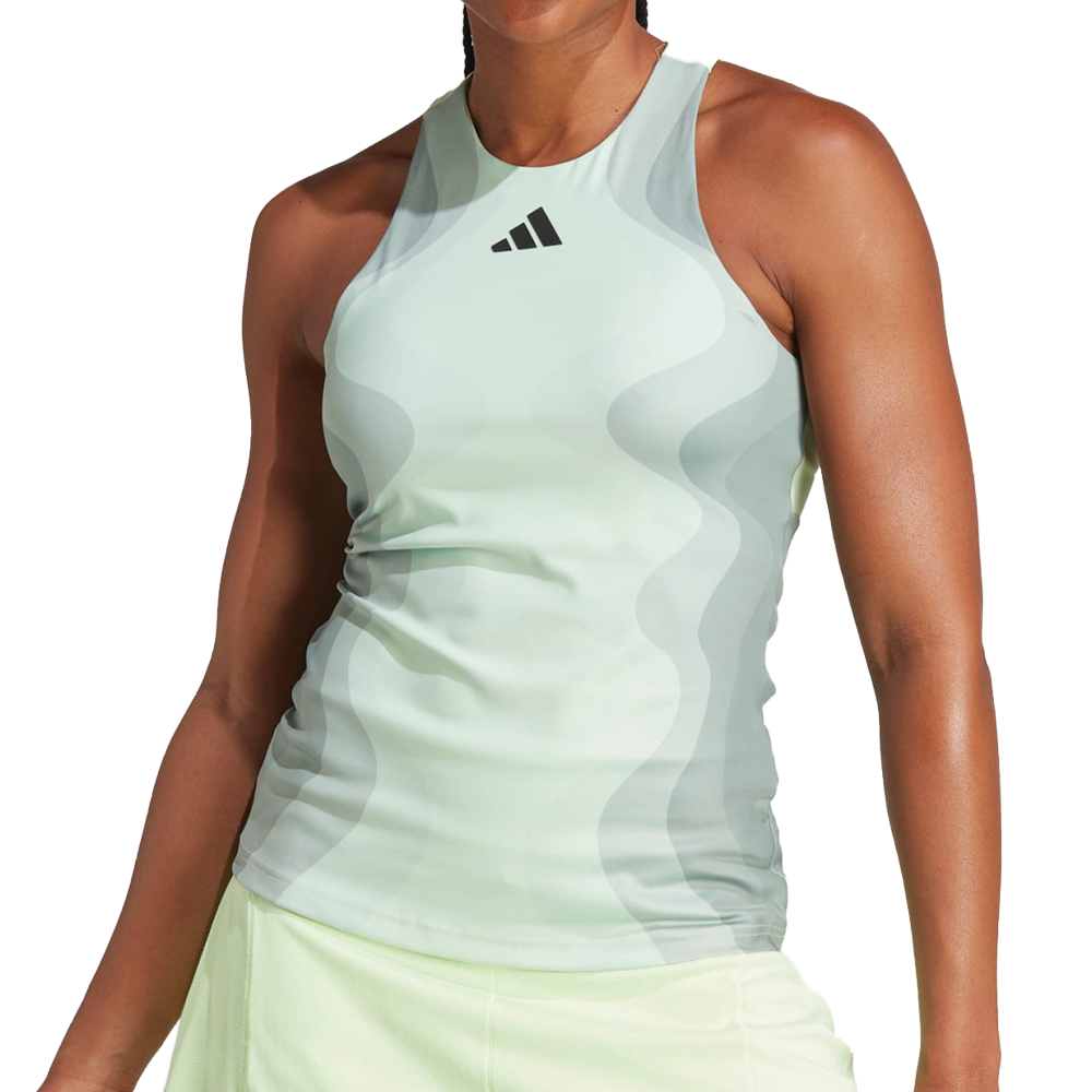 Adidas Melbourne HEAT.RDY Pro Tennis Y-Tank (Ladies) - Semi Green Spark/Green Spark