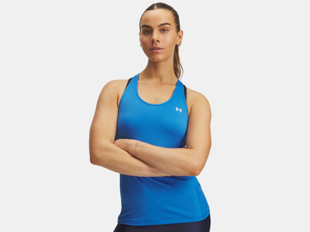 Under Armour HeatGear® Racer Top (Ladies) - Blue Atlantis / White