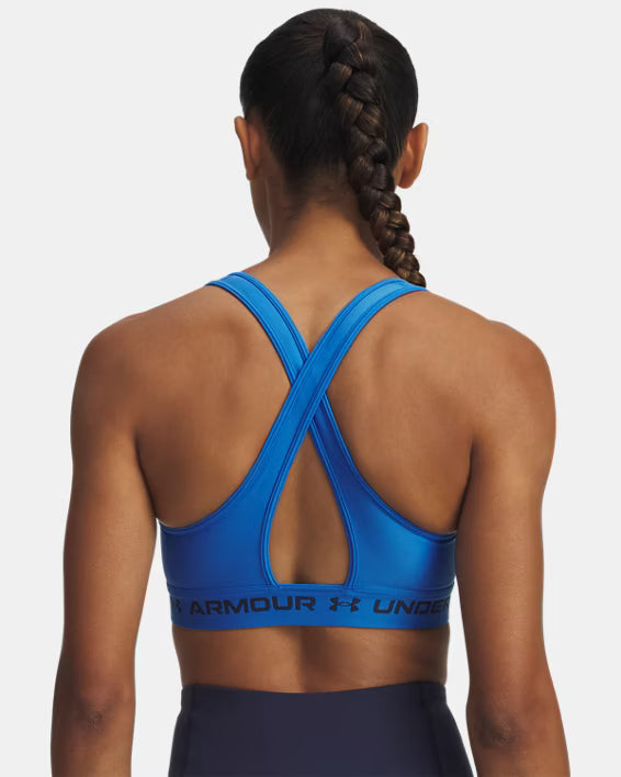 Under Armour Mid Crossback Sports Bra (Ladies) - Blue Atlantis / Washed Navy