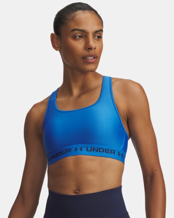 Under Armour Mid Crossback Sports Bra (Ladies) - Blue Atlantis / Washed Navy