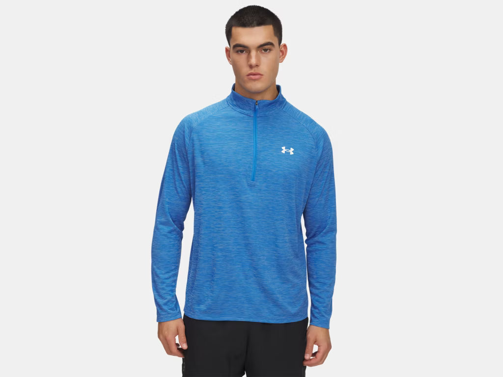 Under Armour Tech™ Textured ½ Zip  (Men's) - Blue Atlantis / White