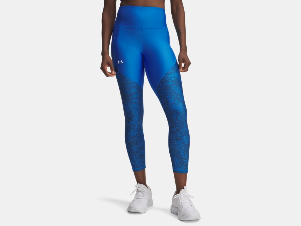 Under Armour Tech Printed Panel Ankle Leggings (Ladies) - Blue Atlantis / White