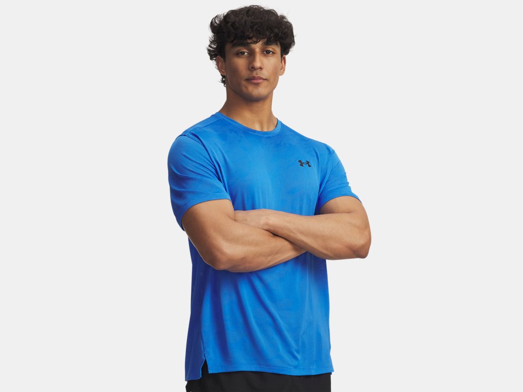 Under Armour Tech Vent Jacquard Short Sleeve Top (Men's) - Blue Atlantis / Black