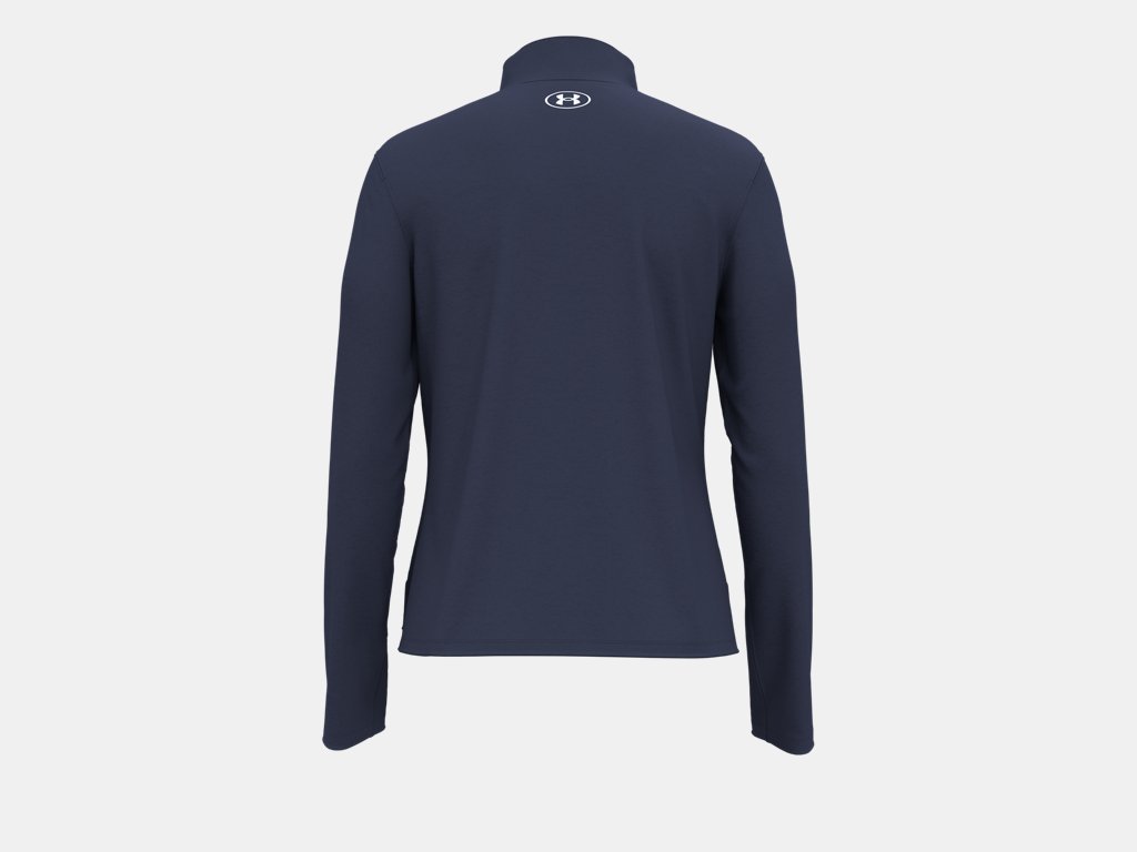 Under Armour Tech Wordmark Tape Half Zip (Ladies) - Washed Navy / High Viz Yellow / White