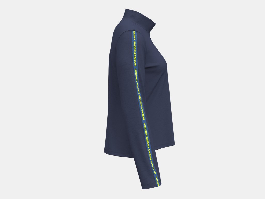 Under Armour Tech Wordmark Tape Half Zip (Ladies) - Washed Navy / High Viz Yellow / White