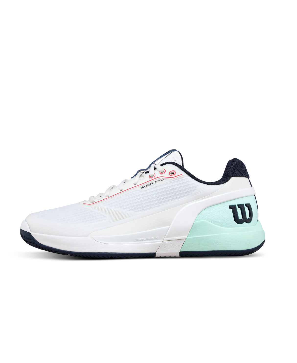Wilson Rush Pro 5 All Court Tennis Shoes (Mens) - White/Bay/Fiery Coral