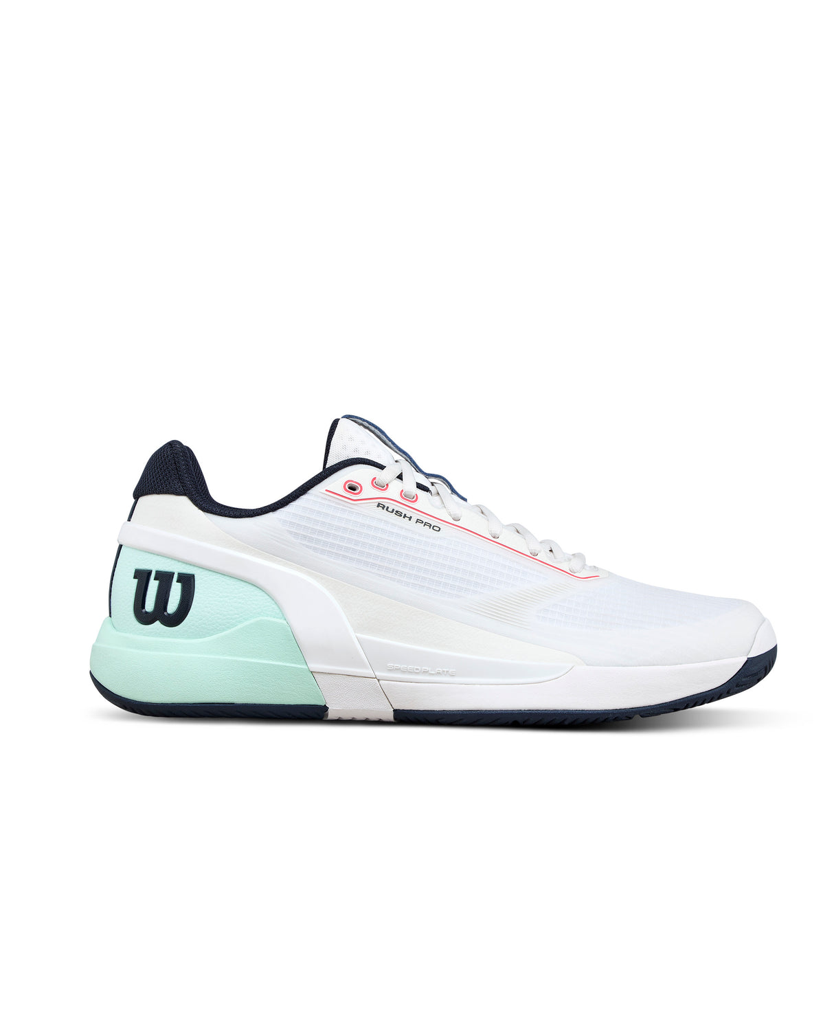 Wilson Rush Pro 5 All Court Tennis Shoes (Mens) - White/Bay/Fiery Coral