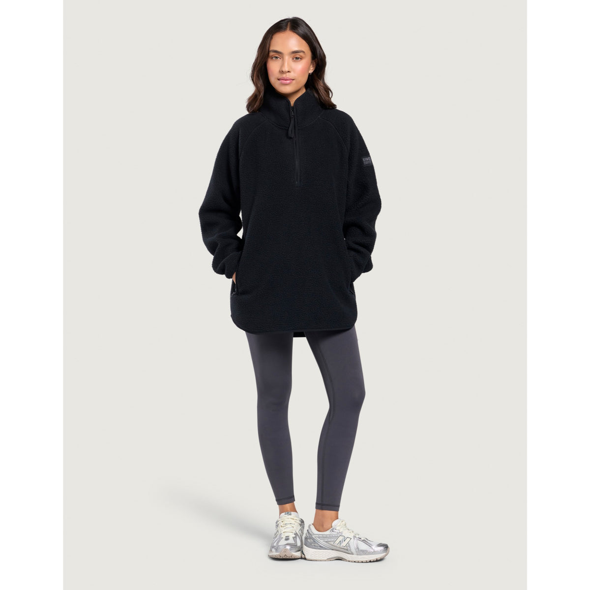 Gym+Coffee Horizon Longline Half Zip (Ladies) - Black