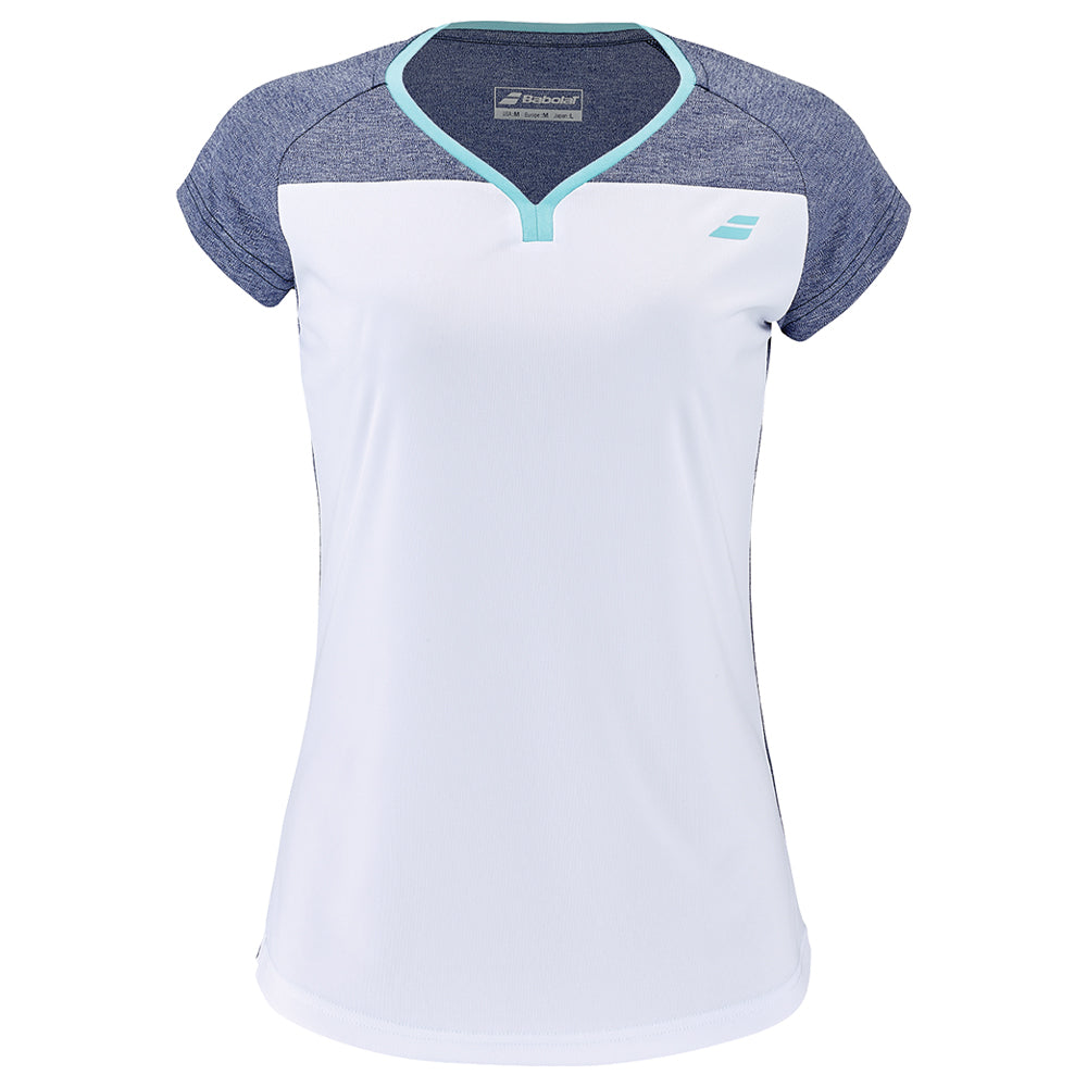 Babolat Play Cap Sleeve (Girls) - White/Blue Heather
